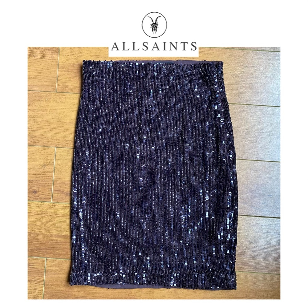 High quality authentic sequin Allsaints chocolate brown skirt
